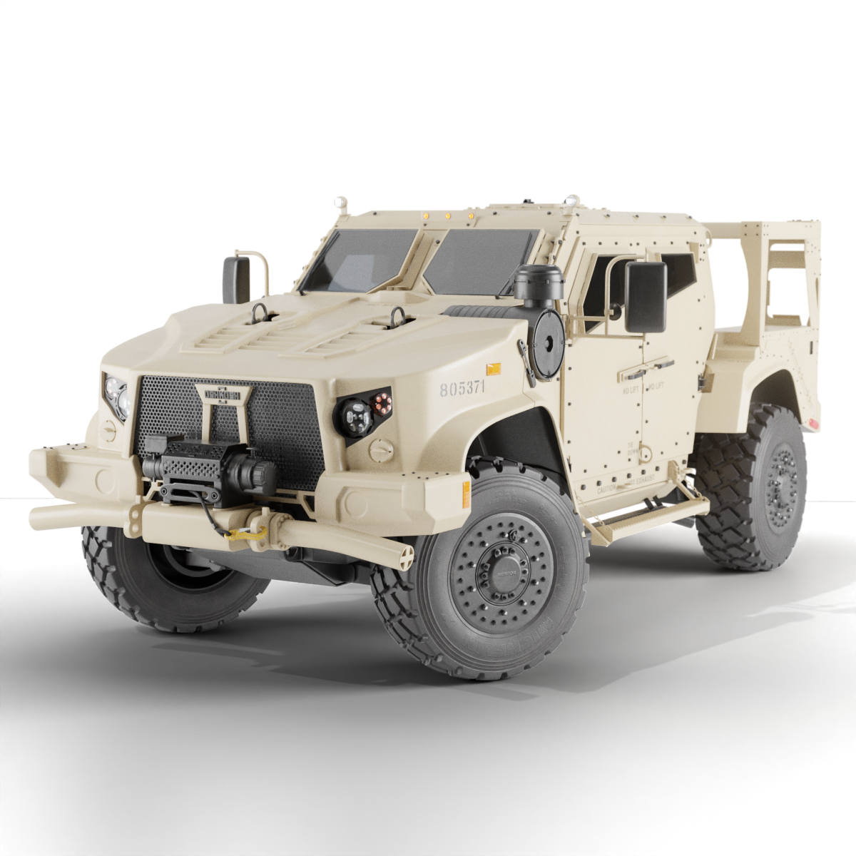 JLTV taktisen ajoneuvon 3D-tuotevisualisointi CAD-kokoonpanosta